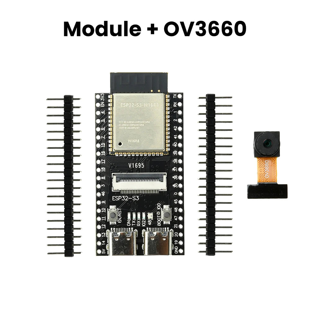 ESP32-S3-N16R8 Dual Type-C OV3660 Camera ESP32-S3 CAM Development Board WiFi/Bluetooth Module OV5640/OV2640 Cameras