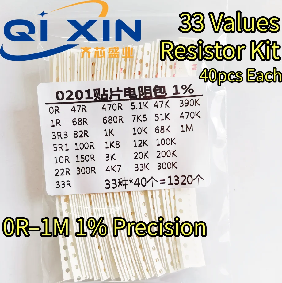 SMD Chip Resistor Assortment Kit 0402 0603 0805 1206 Size, 33 Values 20pcs Each SMT Sample Pack Electronic Circuit Repair Compon