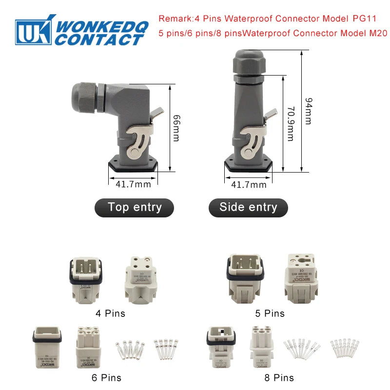 HA Heavy Duty Connector Kit 4/5/6/8 Core Pins Male&Female Insert Plug HDC-HA Rectangular Waterproof Industrial Aviation Socket