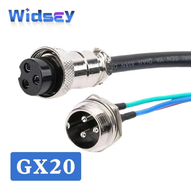 GX20 Aviation Plug 2 3 4 5 6 7 8 9 10 12 14 15 Pin Socket with Wire Connector Cable 7-20A 250V Male and Female Connection Line