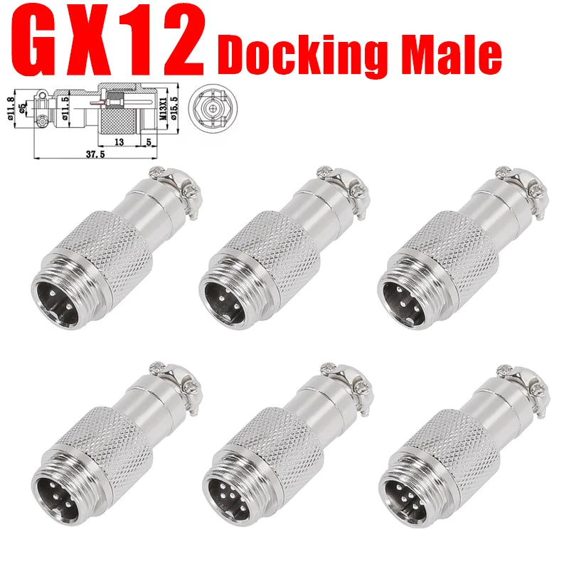 5pcs GX12 GX16 GX20 2 3 4 5 6 7 8 9 10Pin Male Female Butting Wire Cable Circular Aviation Socket Plug Panel Connector