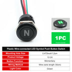 12mm Plastic Push Button Switch IP65 Waterproof 12V 24V Pre-Wired Symbol LED Dash Indicator Switch for Car Marine Boat RV Truck