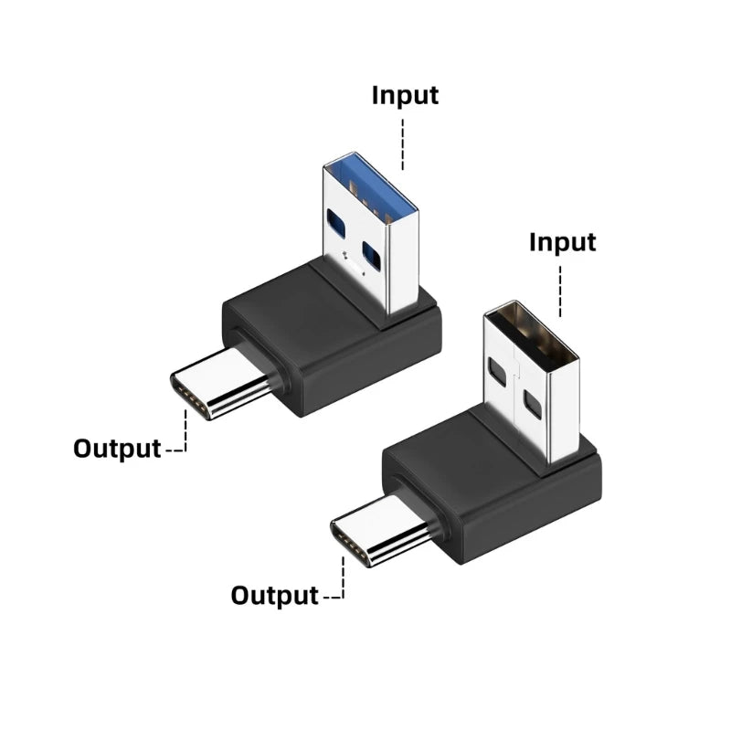 USB 3.1 To Type-C OTG Adapter 90/180 Degree Elbow Fast Charging Charger Converter U Shape USB Male To USB C Male Data Adapter