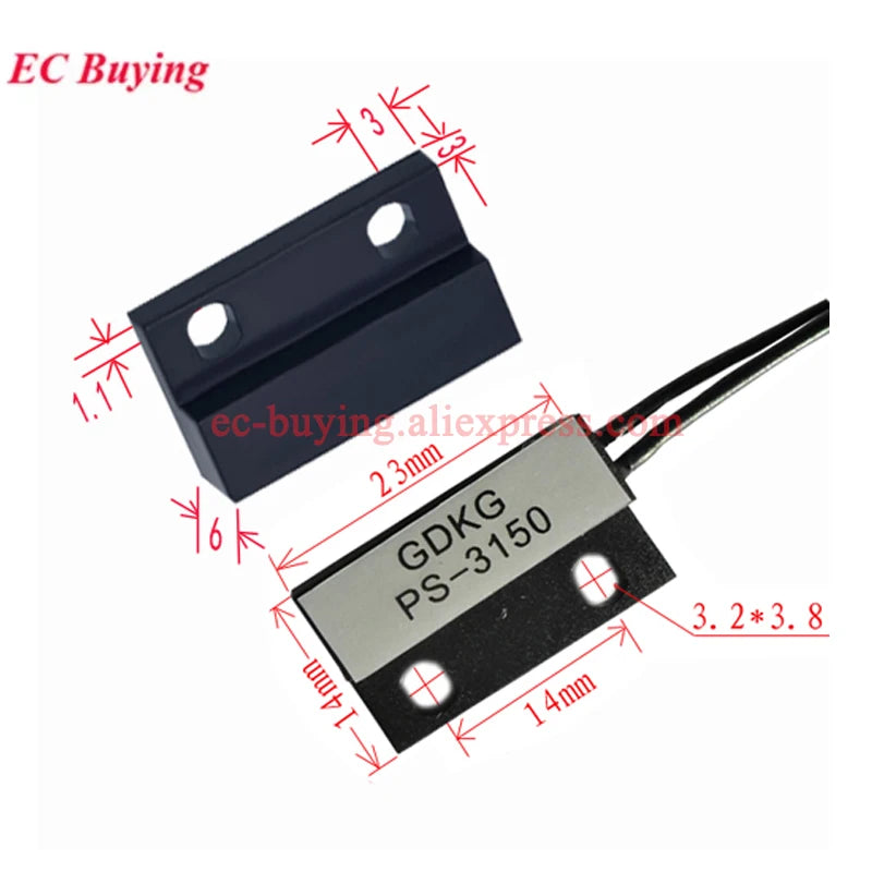 1-10Pcs PS-3150 Reed Switch Sensor PS3150 Normally Open NO Proximity Magnetic Door Window Contacts 30cm Wire Inductance Distance