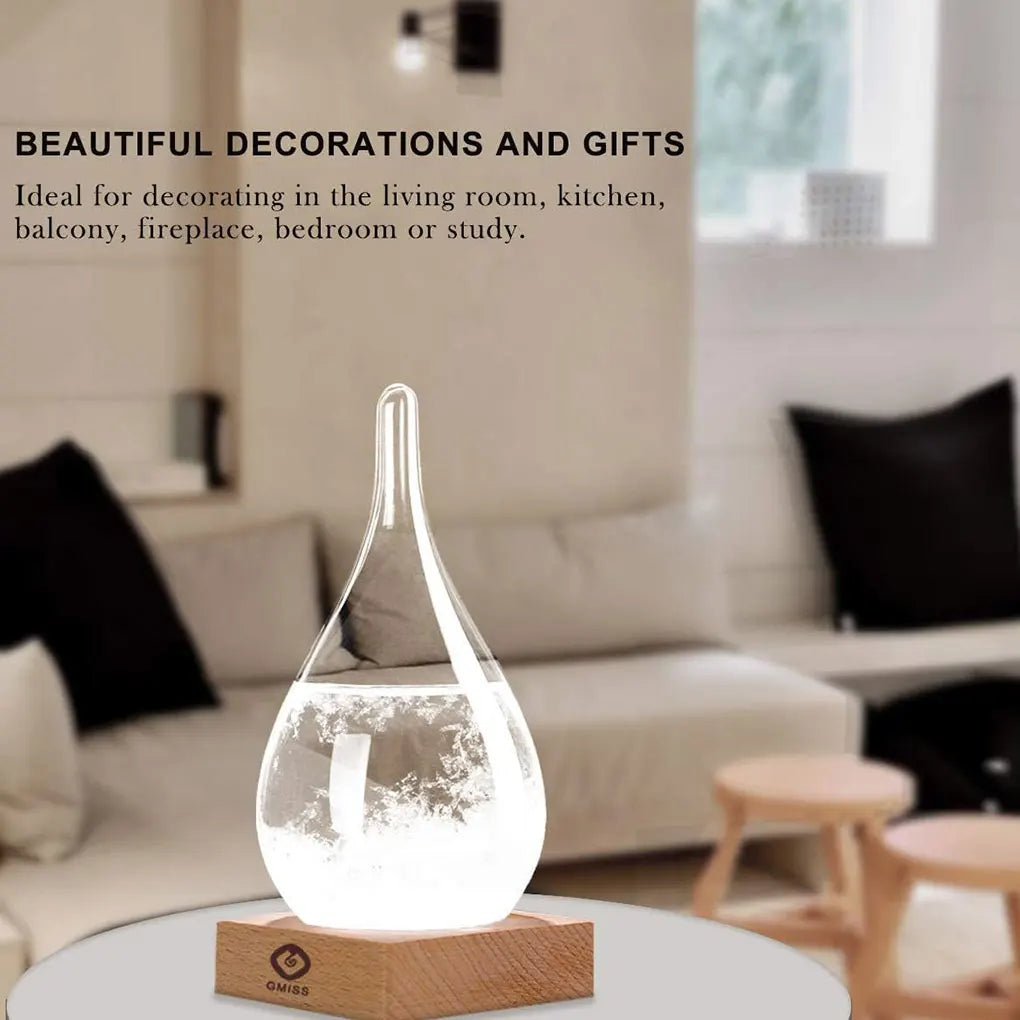 Crystal Storm Glass Barometer - Transparent Weather Forecast Water Drop Weather Station Desktop Decor for Table Ornament
