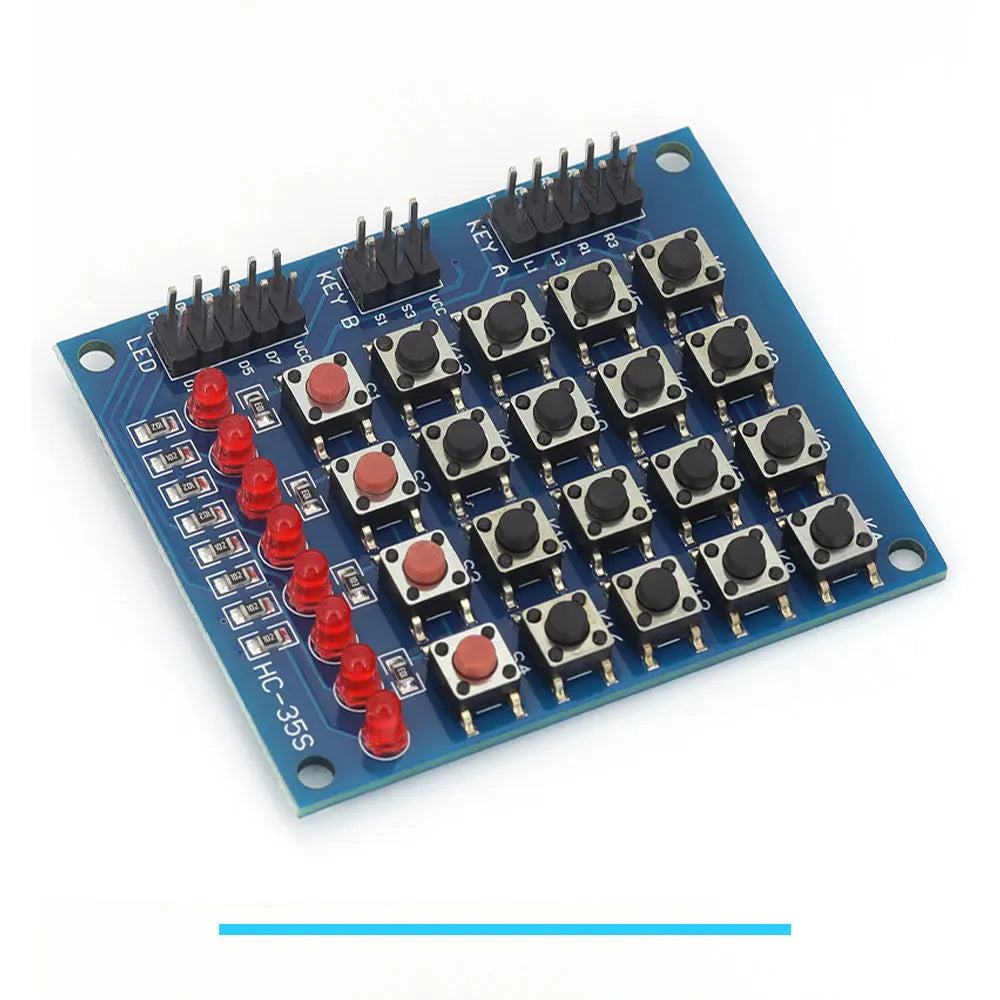 4X4 Matrix Keyboard For Arduino Array Module 16 Key Push Buttons Tastatur Switch Keypad Panel 4*4 Tasten 8LEDs Accessory DIY Kit