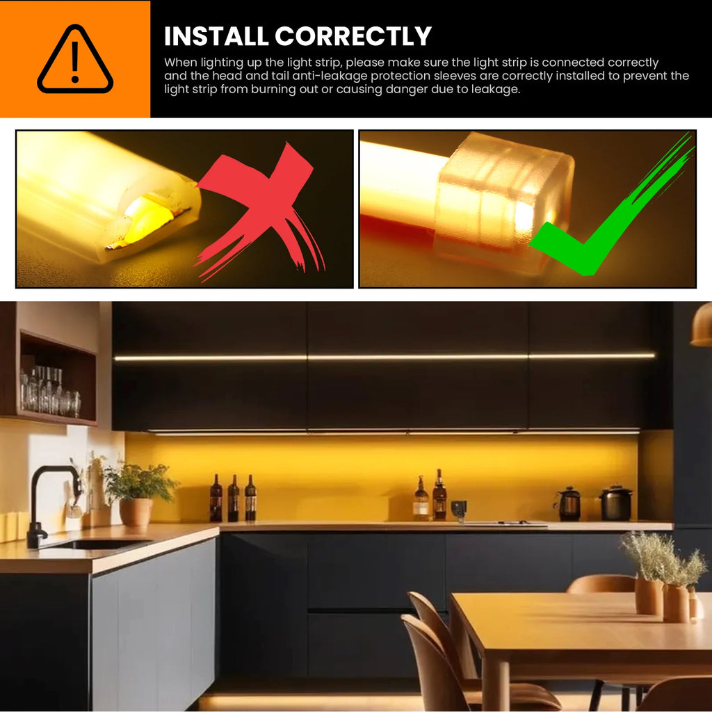 220V Dimmable COB LED Neon Strip Light 288Leds/M IP67 With Switch/Dimmer EU Plug Flexible Adhesive Tape for Home Garden Lighting