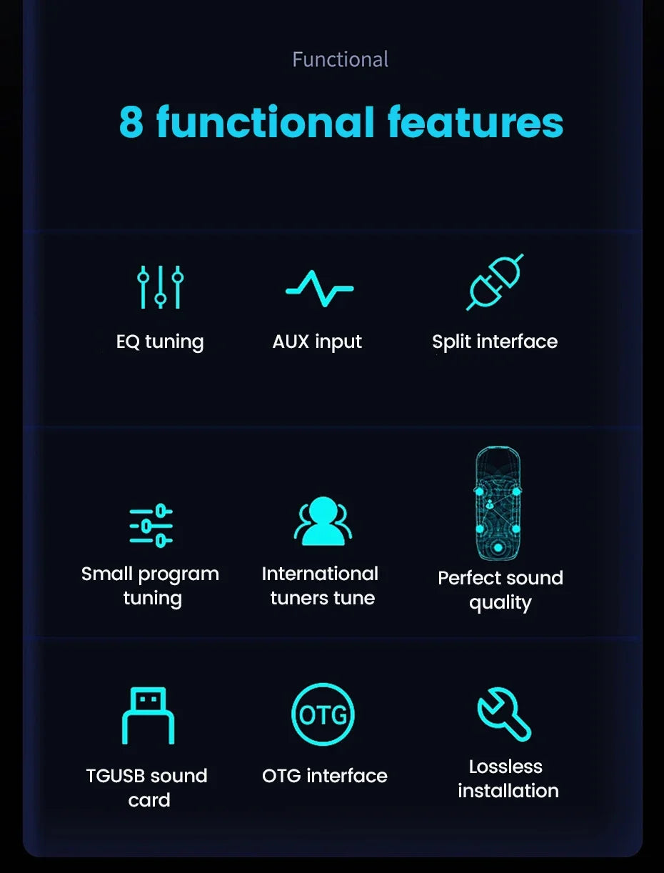 Android Radio DSP Audio Processor 4*80W Amplify Automotive Sound Modules Electronics Stereo Amplifer APP Automobiles Car Parts