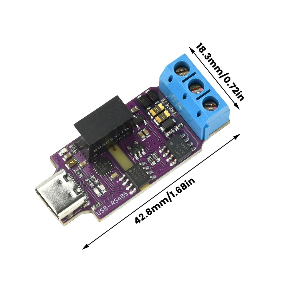 Type-C To RS485 Conversion Module Serial Port USB Type-C To 3PIN 485 Converter Module Onboard TVS and Self Recovering Fuse
