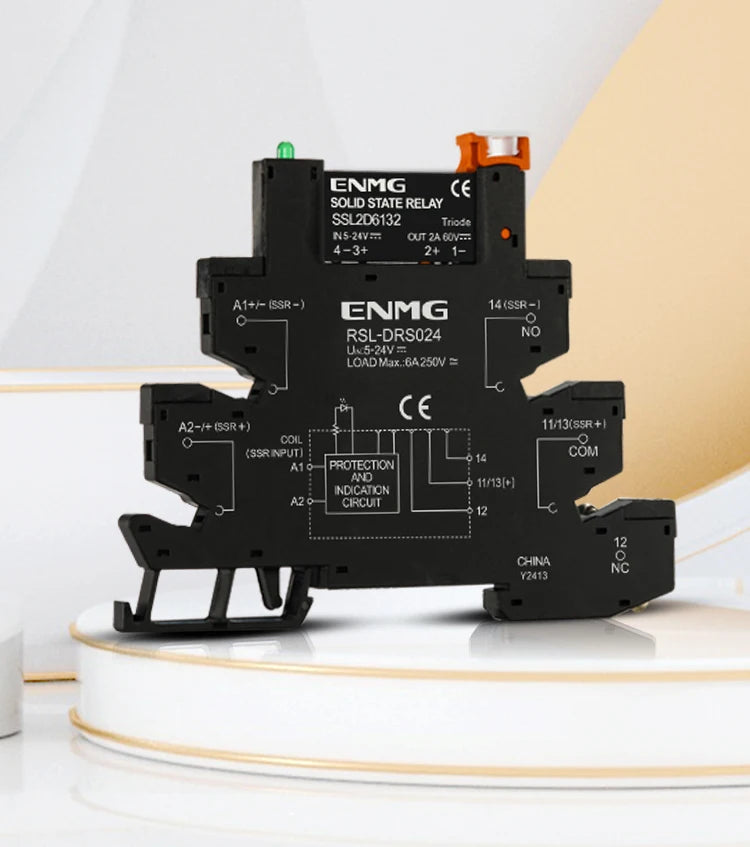 ENMG 1Pcs Slim Relay Modules DIN-Rail SSR Solid State Relay Integrated PCB 6A 2A DC Control DC AC 5V 12V 24V 220V Mount Power 41