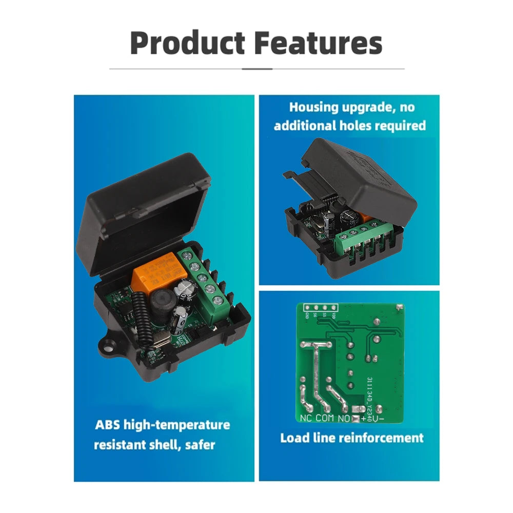 DC 12V 24V 36V 433 MHz Remote Control Wireless Switch 1 CH RF Relay Receiver and 1CH Transmitter for Door Electromagnetic Lock