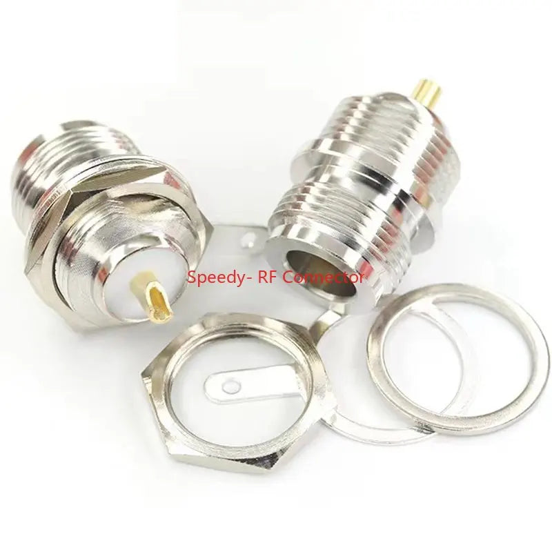 2PCS N Type Female Jack Bulkhead Panel Mount Socket Connector L16 N Female Bulkhead Panel Solder Chassis Coaxial Brass Copper RF
