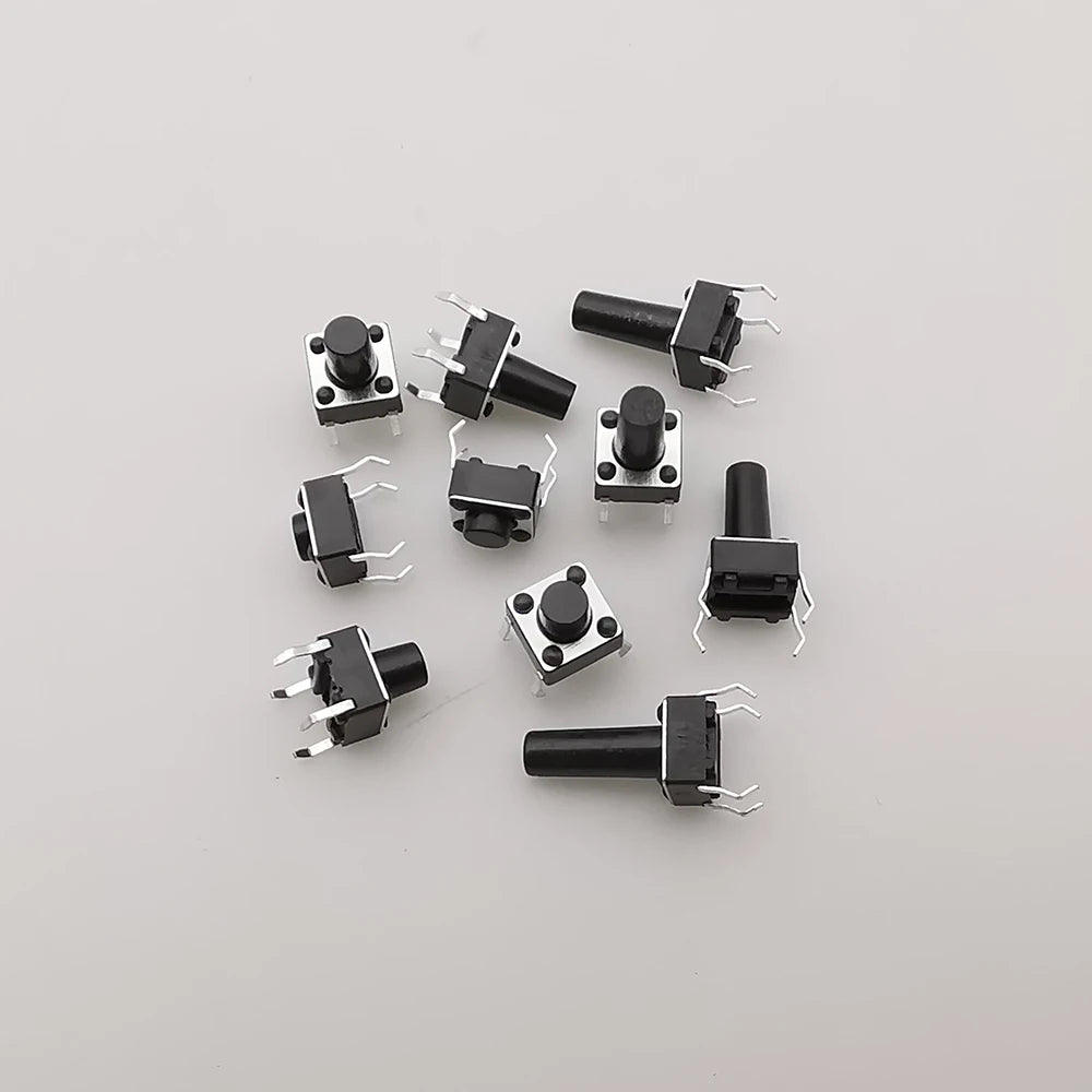 1Box 6x6mm Micro Push Button Tactile Tact Switch Kit 12V 2/4 Pin DIP2 PCB Momentary Switch DIY TV Toy Home Use Button Key Switch