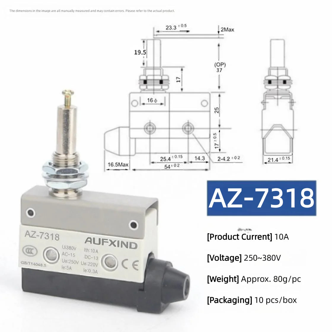 10A 250V AZ Waterproof Microswitch Travel Micro Limit Switch Small Horizontal Roller Lever AZ-7312 AZ-7311 AZ-7121 AZ-7310 TZ