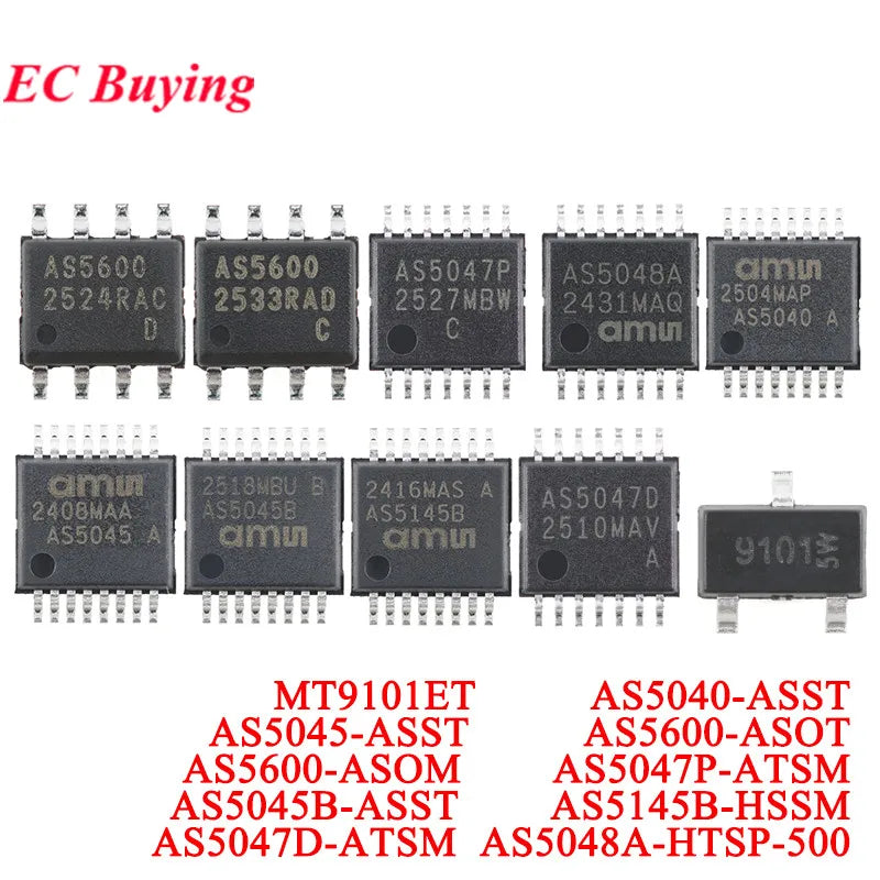 10Pcs/1pc AS5600 AS5047P AS5048A AS5040 AS5045 AS5045B AS5145B AS5047D MT9101ET Magnetic Rotary Position Sensor Encoder IC Chip