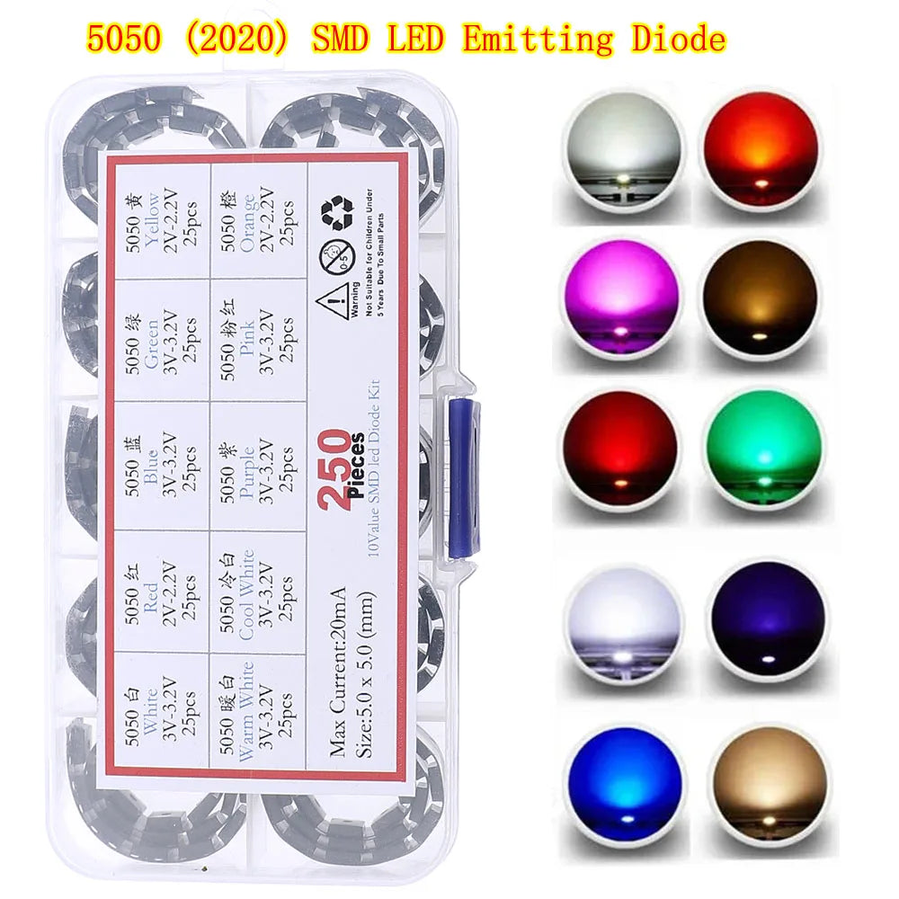 0402 0603 0805 1206 1210 5730 5050 SMD LED Mixed Kit Warm Cool White Red Green Blue Yellow Orange UV Pink Fast flashing