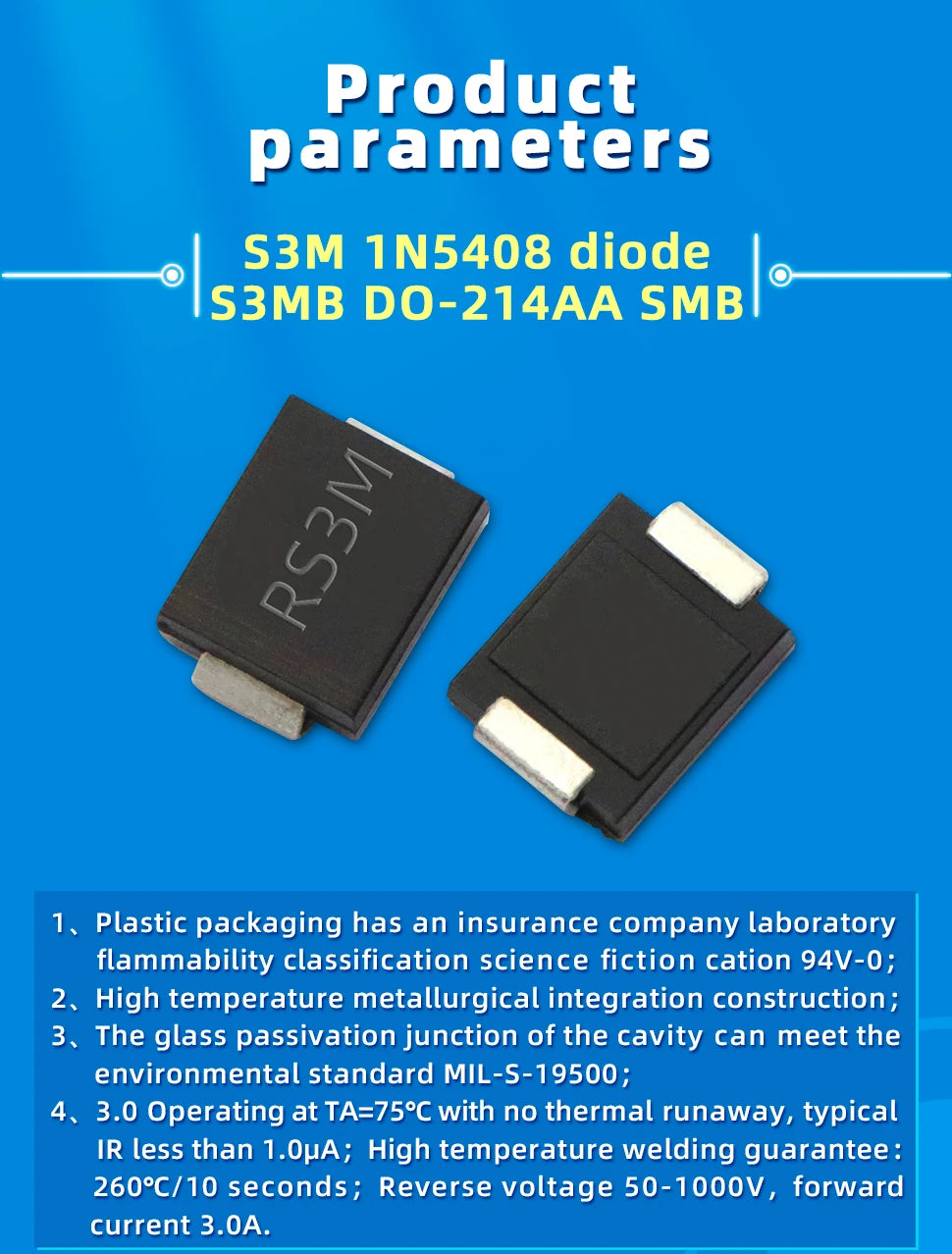 20PCS M1 M2 M4 M7 S4 SMA 1A 1N4001 4002 4004 4007 SS12 SS310 RS1M RS2M ES1D ES1J US1M SMD Schottky Rectifier Diode DO-214AC