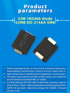 20PCS M1 M2 M4 M7 S4 SMA 1A 1N4001 4002 4004 4007 SS12 SS310 RS1M RS2M ES1D ES1J US1M SMD Schottky Rectifier Diode DO-214AC