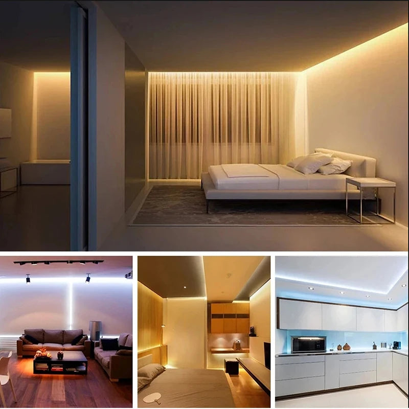 COB LED Strip 220V Switch ON/OFF with EU Plug 220V LED Strip Lights Flexible Lamp Tape for Kitchen Home Room Decor