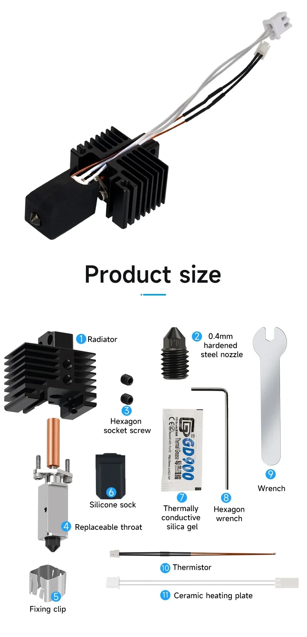 For Bambu Lab X1 Series Hotend Upgrade 2.0 Version Bambulab Bi Metal Fit Bamboo Bambu labs X1 X1C Hot End X1C Thermistor