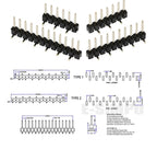 100pcs 2.54mm Single Row Breakable 1X40P Right Angle R1 R2 SMT Board Spacer Gold-plate  Male PCB Pin Header Strip Connector