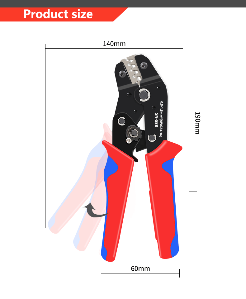 Ratcheting Crimping Plier for PH2.0/XH2.54/2.54/2.8/3.0/3.96/4.8/KF2510/JST Terminal Dupont Connectors Crimper Tool SN-2549