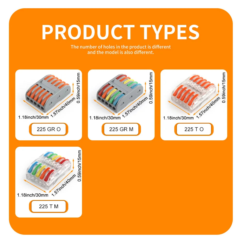10/50Pcs Mini Fast Wiring Cable Connectors Lever 28-12 AWG Universal Lever Wire Nut Electrical Connectors Push-in Home Terminal