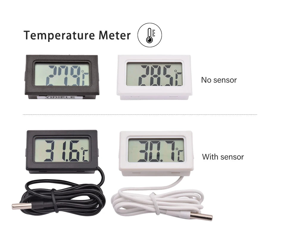 LCD Digital Indoor Outdoor Thermometer Thermo Hygrometer Probe Tester Incubator Aquarium Temperature Humidity Meter Sensor Gauge