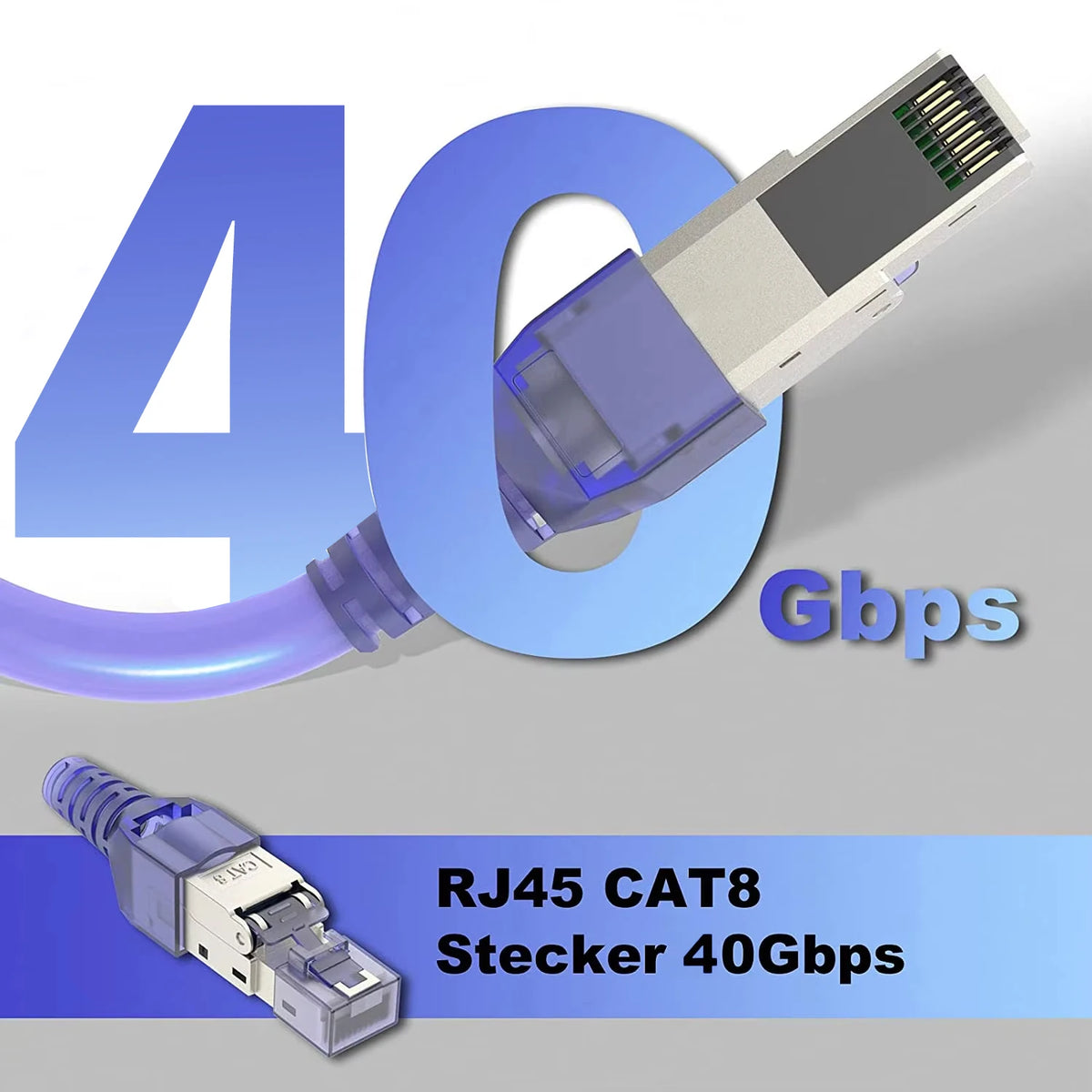 RJ45 CAT8 Cat7 CAT6A Connector Tool-Free, ZoeRax Toolless RJ45 Termination Plug Reusable Shielded for Ethernet Cables 10Gbps POE