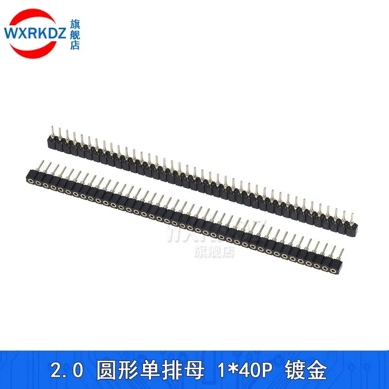 1x40P 1.27mm 2.0mm 2.54mm Round Hole Male Tin Gold Female Pin Header Single Row 0.1" Breakable PCB IC Crystal Transistor Socket