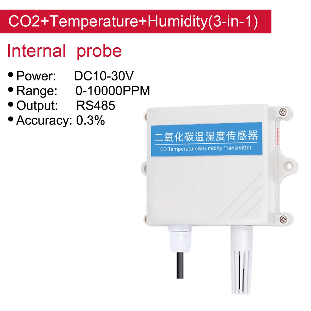 CO2 Transmitter NDIR Carbon Dioxide Sensor Air Quality CO2 Monitor Detector Indoor Meter for Home and Office Greenhouse