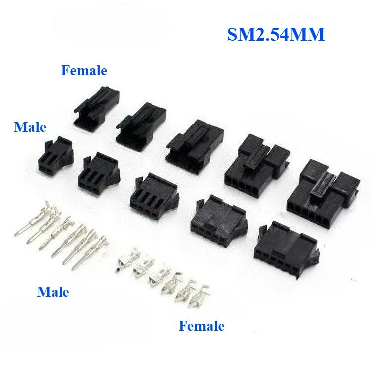 10sets 2.54mm SM2.5 1x2/3/4/5/6-12P Female And Male Air Docking Female Male Plug Housing Terminal Bar Connector