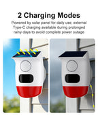 PGST Solar 120dB Independent Alarm Detector PIR Infrared Motion Sensor Siren Horn Home Security Protection Outdoor Waterproof