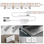 5V USB LED Strip Light with Dimmer Switch 2835 60LEDs Waterproof Flexible LED Tape with ON OFF Switch for Under Cabinet Light