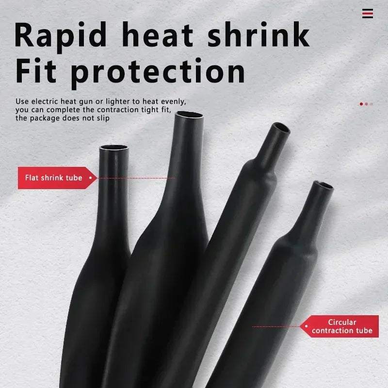 10/100M 3:1 Heat Shrink Tubing Dual Wall Adhesive Lined 2.4-25.4mm Waterproof Wire Cable Sleeve Kit Electrical Insulation Tube