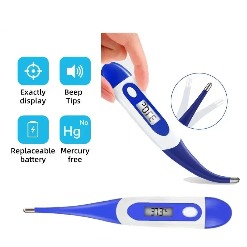Professional Animal Digital Thermometer with Soft Probe Blue Digital Pet Dog Cat Veterinary Thermometer Waterproof Equipment