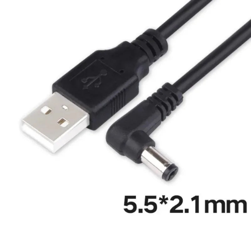 USB 2.0 Type A Male to Right Angled 90 Degree 5.5 X 2.1mm DC 5V Power Plug Barrel Connector Charge Cable 100cm