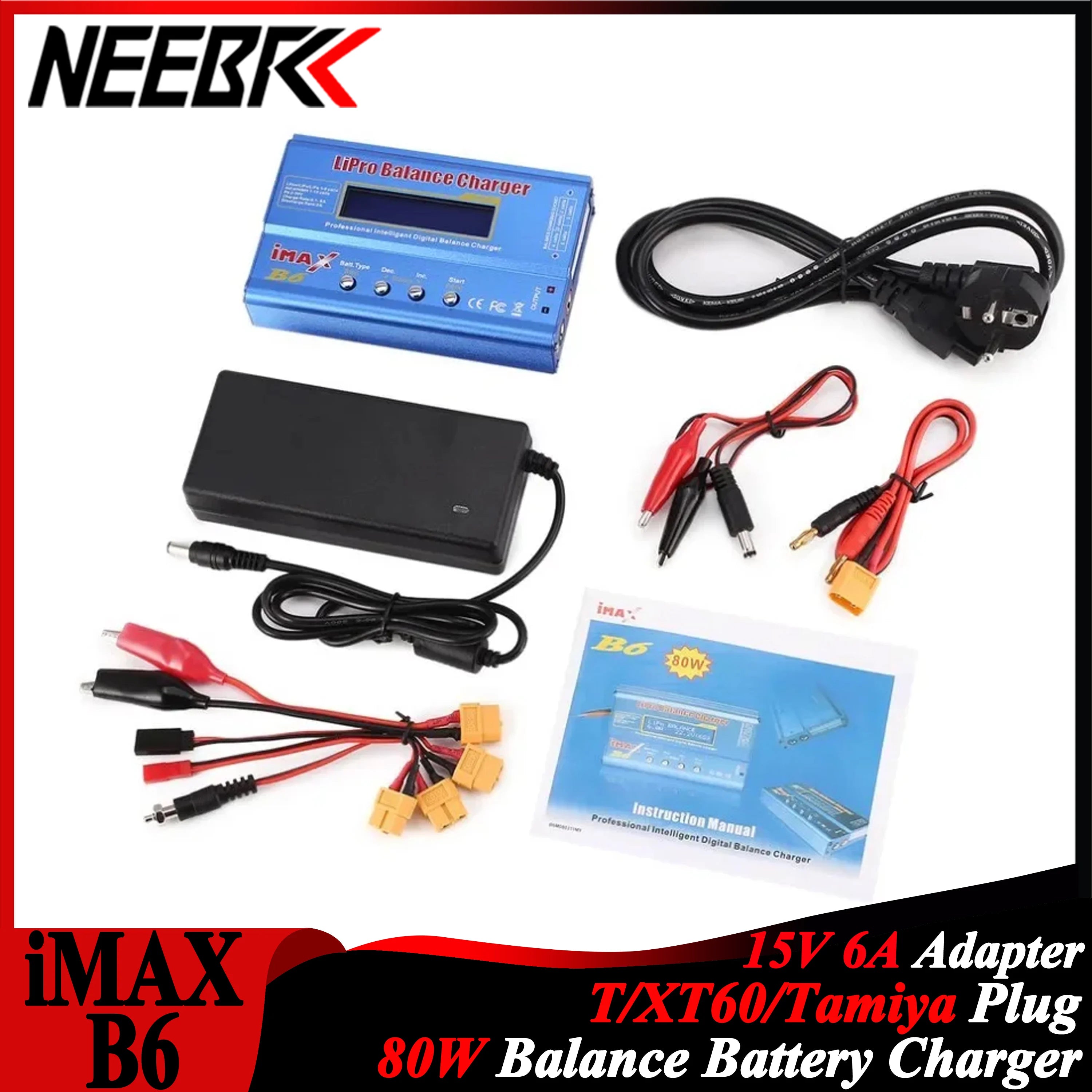 iMAX B6 80W Battery Charger Lipo NiMh Li-ion Ni-Cd Digital Lipro Balance Charger Discharger 1-6S for RC FPV Drone Airplane Car