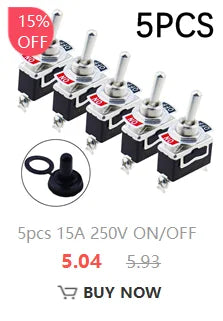 5PCS Miniature Toggle Switch Double Pole Double Throw DPDT (MTS202) ON-ON 120VAC 6A 1/4 Inch Mounting MTS-202