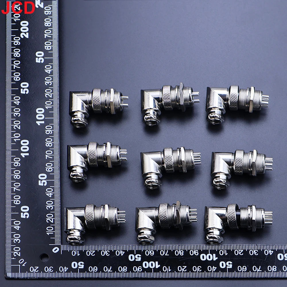 JCD GX16 90 Degree Right Angle 16mm Aviation Connector Elbow M16-2 3 4 5 6 7 8 9 10 Pin Female Plug Male Chassis Mount Socket