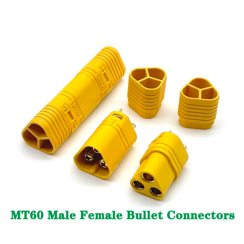 MR60 MR 60 Fireproof Female Male Three-core Connector With Sheath 3.5mm Brass Gold Plated For Lipo ESC RC Model