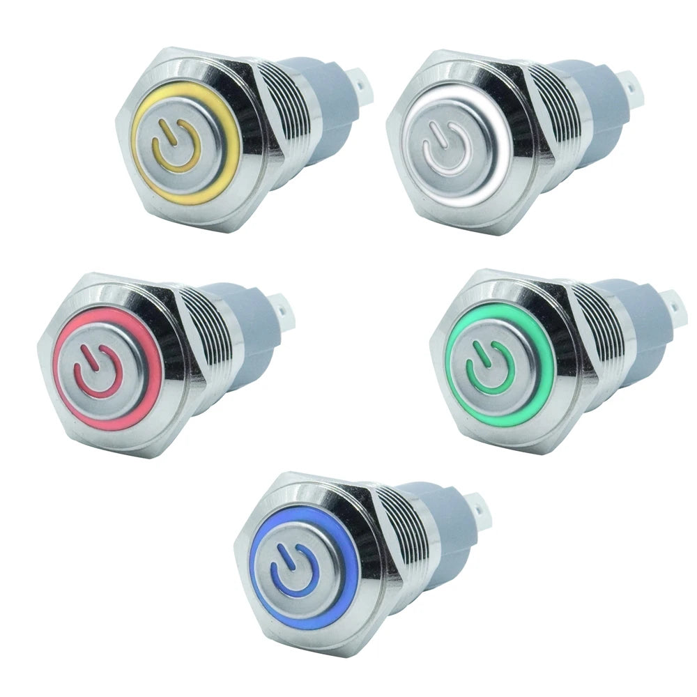 Extended Head 12mm 16mm 19mm 22mm metal push button switch on off power LED light Waterproof circle 3v 6v 12v 24v 110v 220v ip65