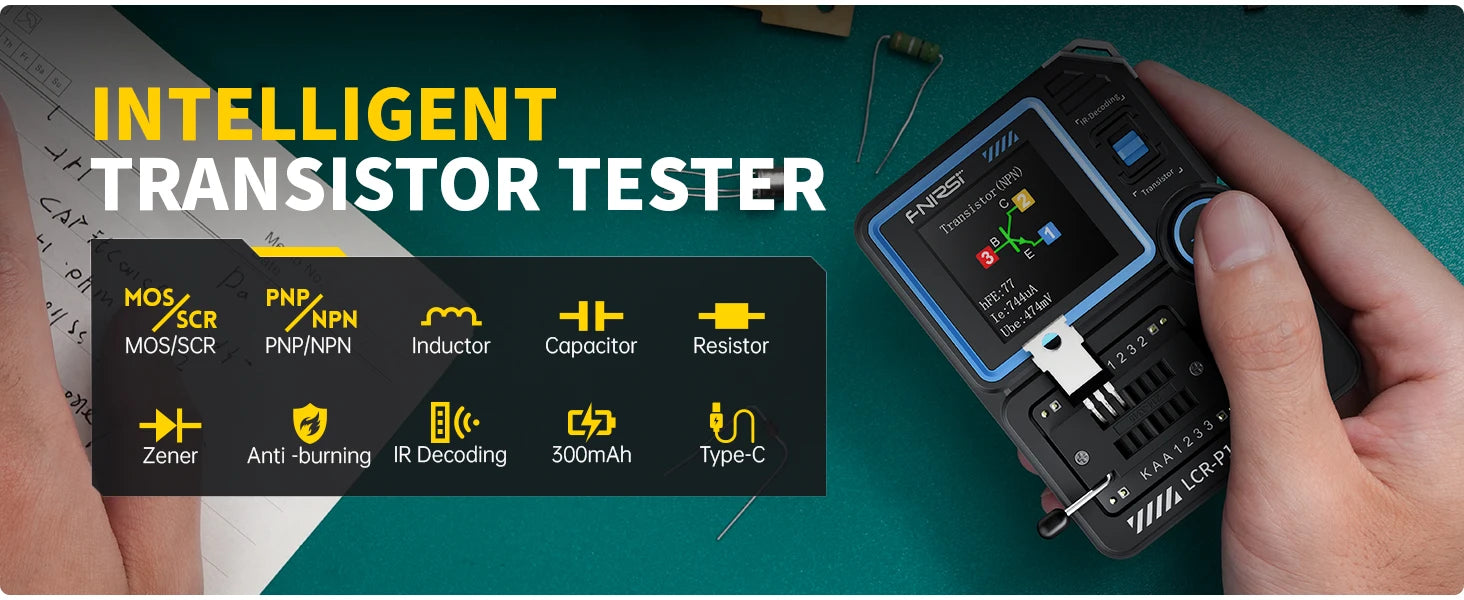 FNIRSI®DSO-TC4 3-IN-1 10MHz 48MSa/s Digital Oscilloscope Transistor Tester, LCR-P1 Multifunction LCR Transistor Capacitor Tester