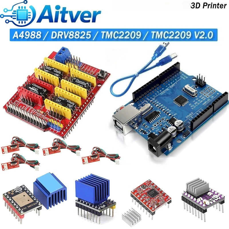 A4988 DRV8825 TMC2209 TMC2209 V20 Driver Kit with UNO R3 and CNC Shield V3 for CNC Machine and 3D Printer Optional Limit Switch