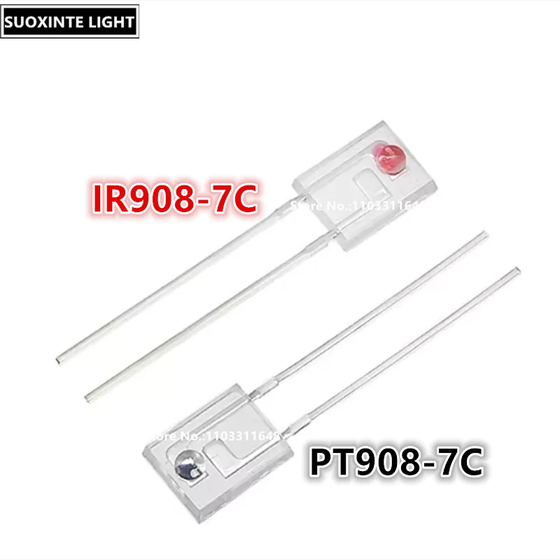 IR908-7C PT908-7C Photodiode Receiving Tube Infrared Pair Tube Side Photoelectric Crystal Infrared Transmitting Tube