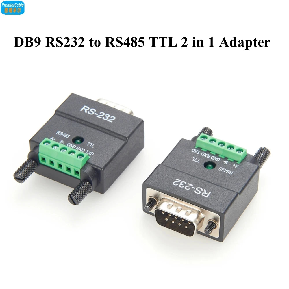 2 In 1 RS232 to RS485/TTL Serial Converter DB9 Male to 5Pin Screw Terminal Block RS232 to 3.3V/5V Interface Signal Adapter