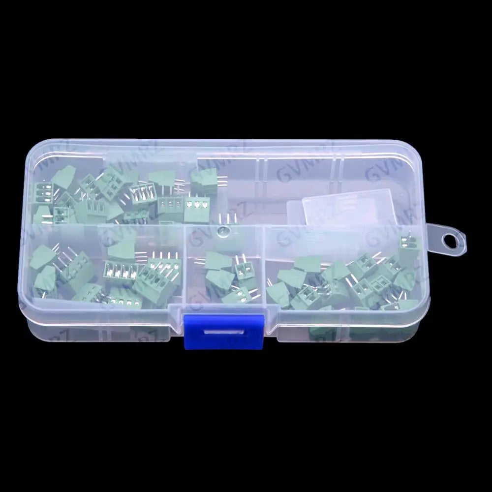 50PCS 2-4P 2P 3P 4P DG308 KF128 terminal blocks 2.54mm pitch PCB screw type kit 2PIN 3PIN 4PIN