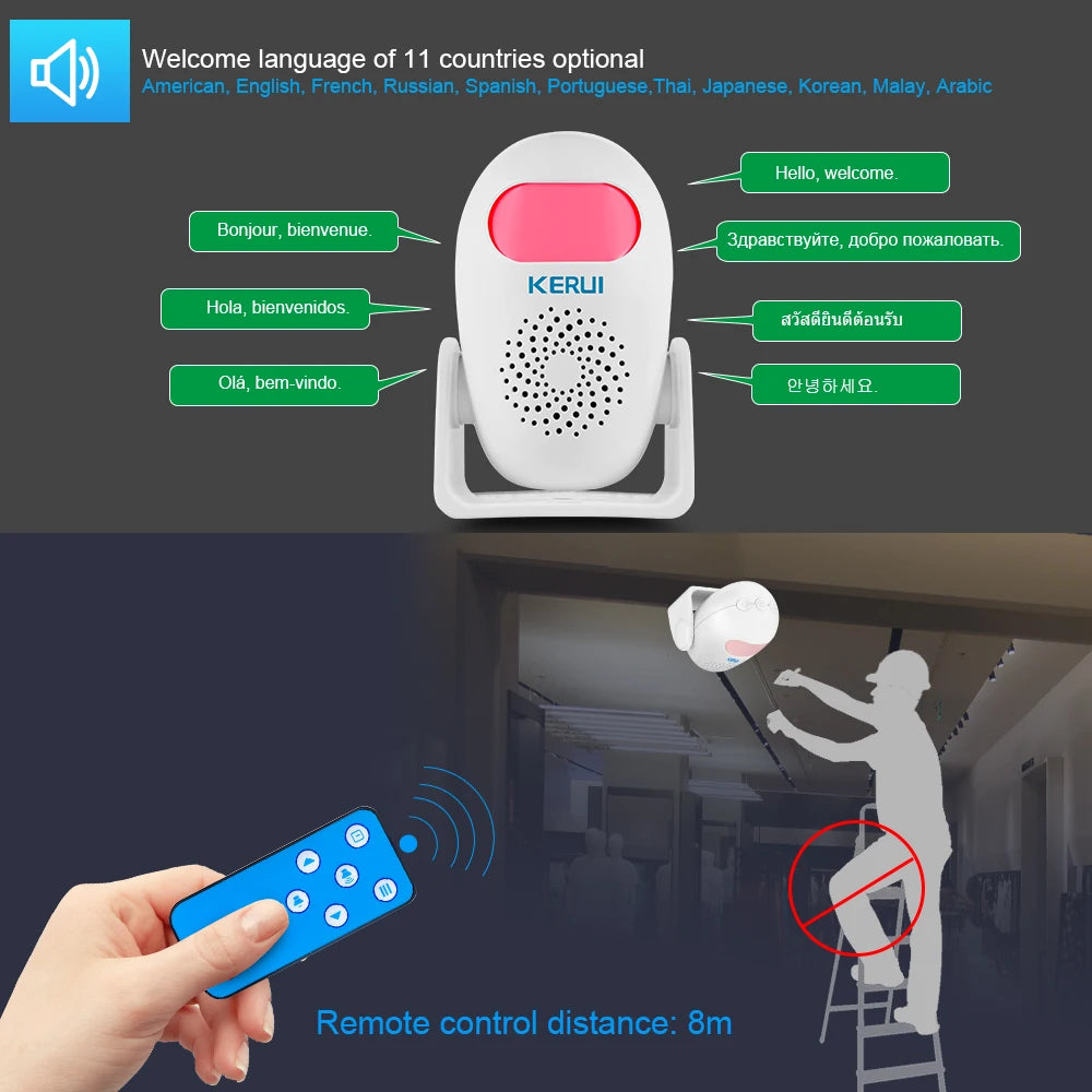 KERUI Motion Detector Alarm PIR Infrared Anti-Theft Burglar Welcome Chime Doorbell For Garage Shop Home Security Smart M120