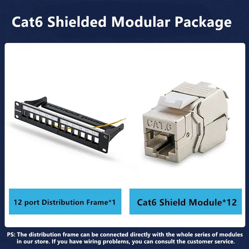 RJ45 CAT6 Cat6A Cat7 Module Patch Panel 12 Port Keystone RJ45 Network Rack Mount Panel Ethernet Wall Jack Distribution Frame