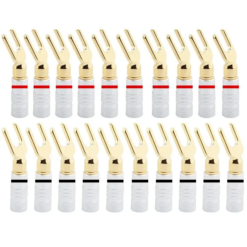 20pcs/10pairs 4MM Nut Banana Plugs 24K Gold-plated Connector With Screw Lock For Audio Jack Speaker Plugs Black&Red